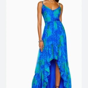 Ramy Brook Vibrant Blue and Green High Low Dress